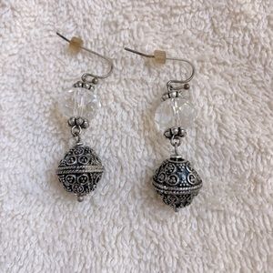 Vintage dangle earrings. Silver with crystal. Great condition.